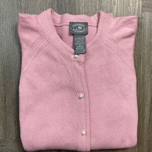 Vintage Designers Originals Pearl Button Cardigan Womens Medium Pink Shabby Chic